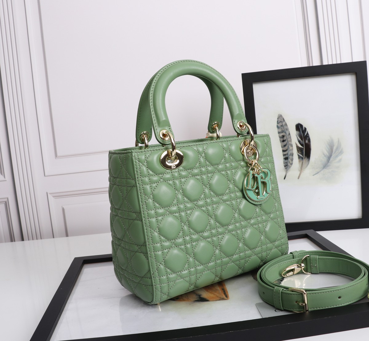 Medium Lady Dior Bag Green Cannage Lambskin